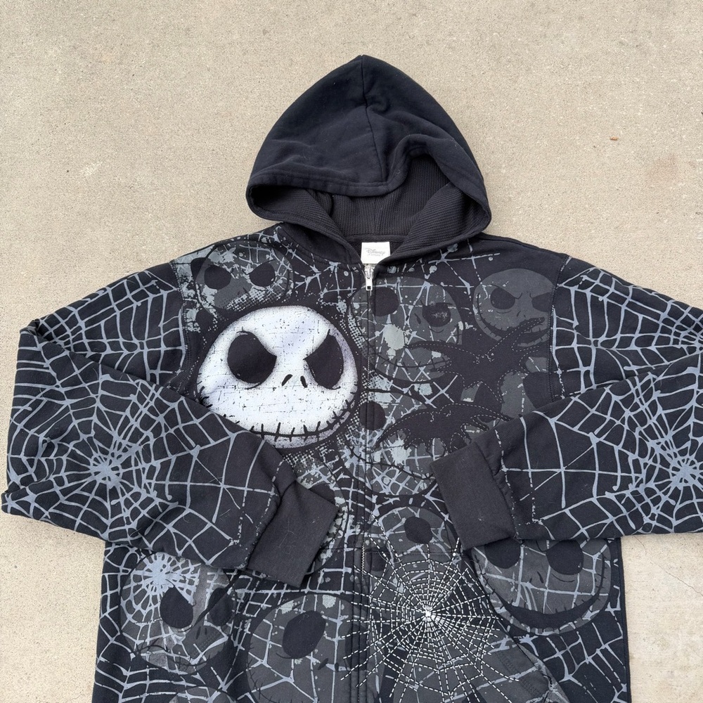 Vintage Y2K Jack Skellington Nightmare Before Christmas Hoodie Rare All Over S